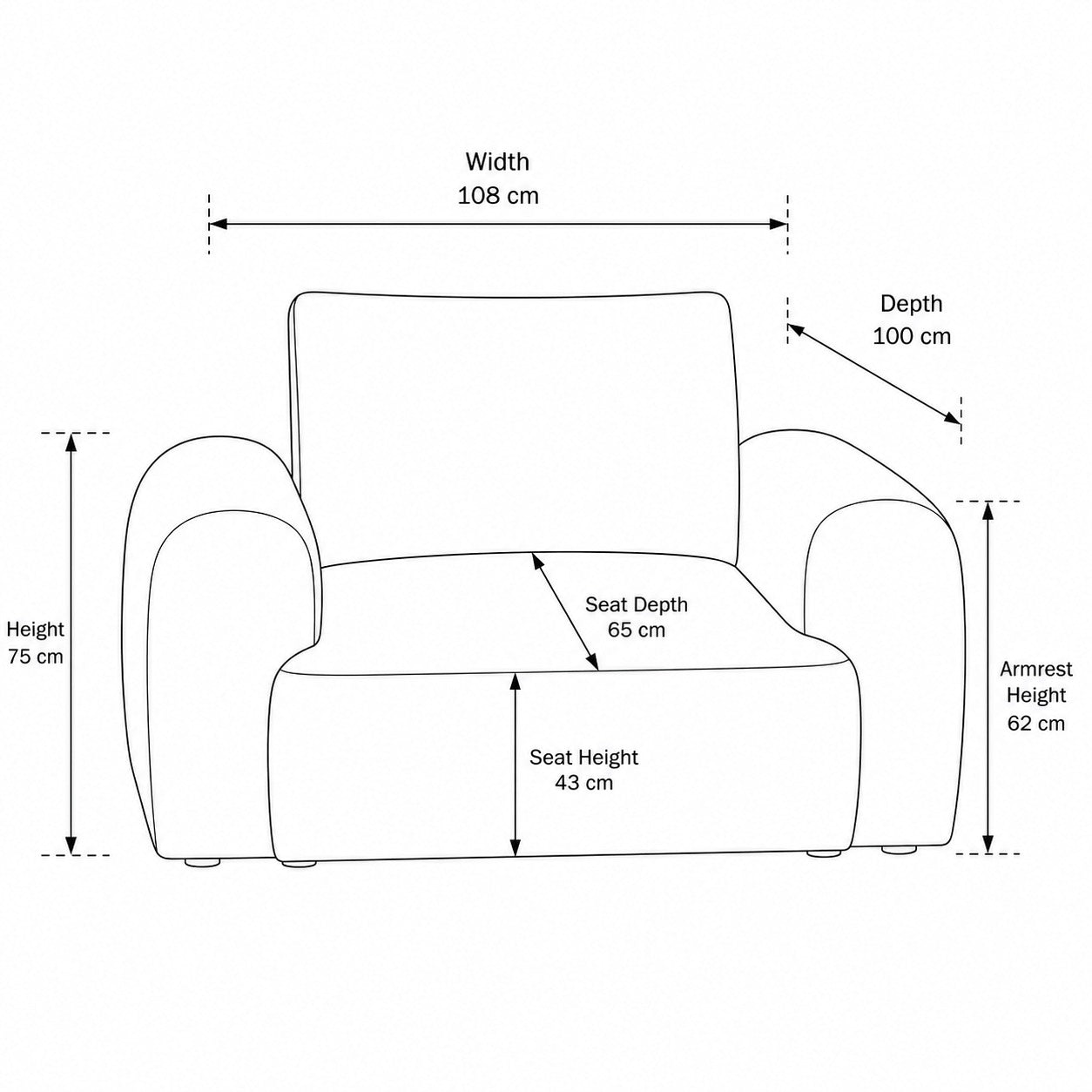 Aria Modern Fabric Armchair (1 Seater)
