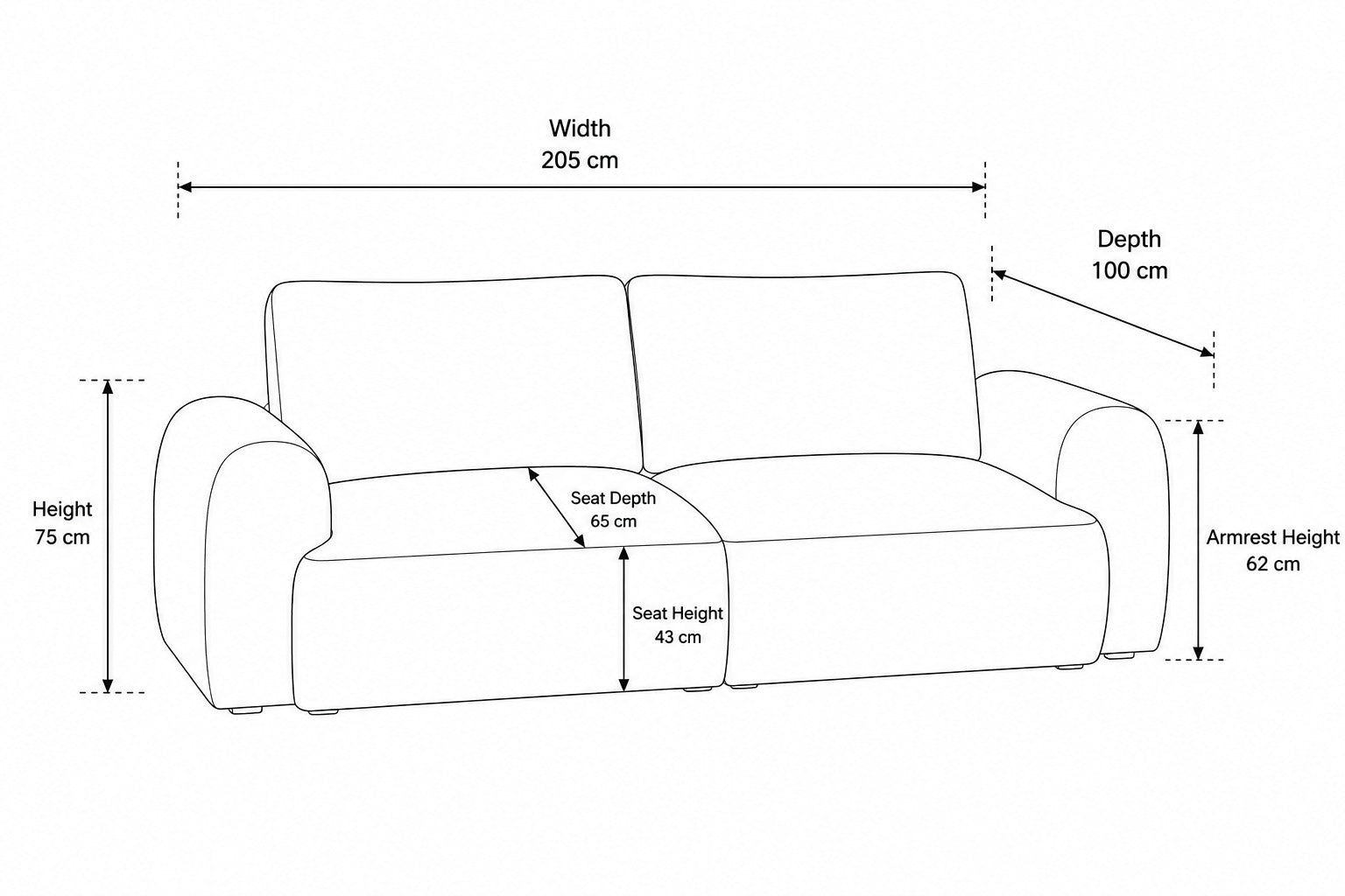 Aria Modern 2-Seater Fabric Loveseat