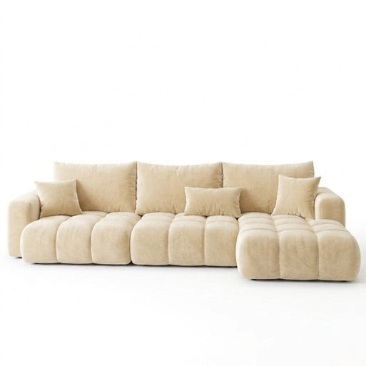 Aria Modern Blue Velvet 3-Seater L-Shape Sectional Sofa