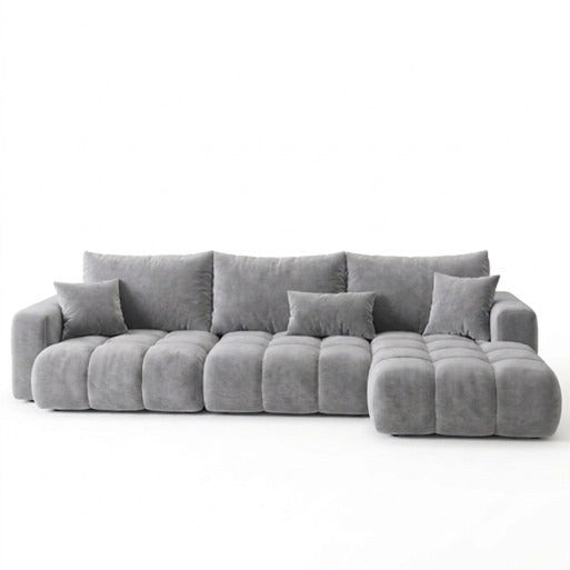 Aria Modern Blue Velvet 3-Seater L-Shape Sectional Sofa