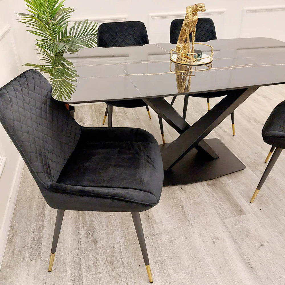 Apollo Dining Table with Luna Chair, Black