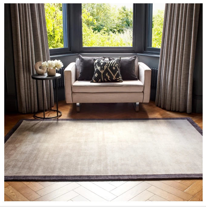 Blade Border Putty Contemporary Rug 200x290cm M&S Living Room By Asiatic