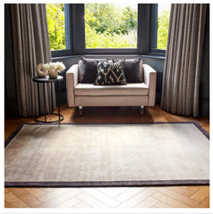 Blade Border Putty Contemporary Rug 200x290cm M&S Living Room By Asiatic
