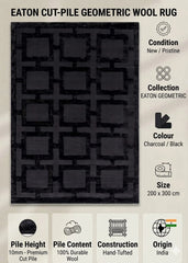 Katherine Carnaby Eaton Black Rug 200x300 Geometric Bedroom M&S Asiatic RRP750