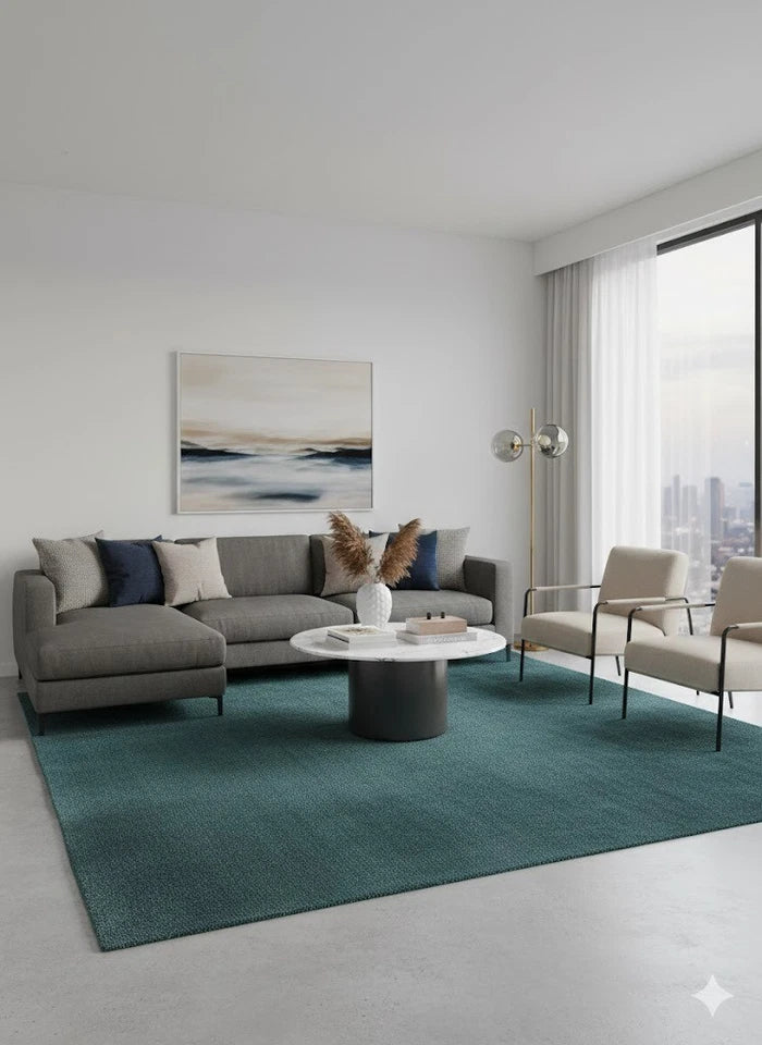 John Lewis Mallard Plain Easy Care Rug 160x230cm, Modern Bedroom Asia RRP310