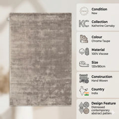 Katherine Carnaby Chrome Taupe Rug 120x180 Hand Woven Living Room Asiatic RRP750