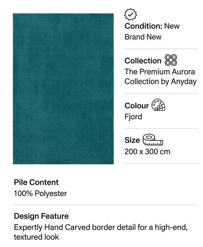 John Lewis Fjord Plain Easy Care Rug 200x300cm, Modern Bedroom Asia RRP310