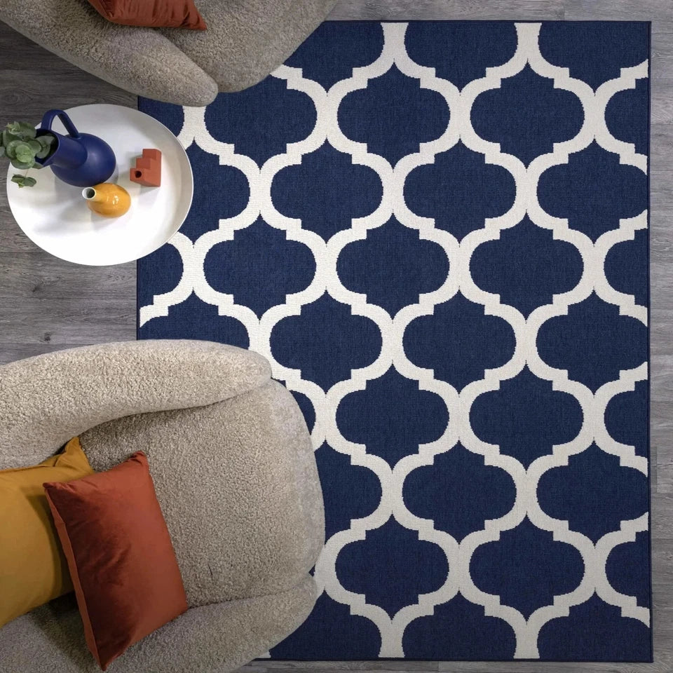 Blue Antibes AN02 Contemporary Rug 200x290cm, Living Room Bedroom Classis RRP570