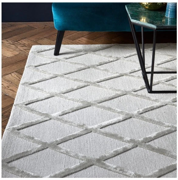 Silver Diamond Dixon Rug 160x230cm M&S, Living Room & Bedroom By Asiatic RRP750