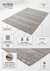 Katherine Carnaby Coast Rug Grey 160x230cm, M&S Livingroom By Asiatic RRP750