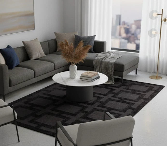Katherine Carnaby Eaton Black Rug 200x300 Geometric Bedroom M&S Asiatic RRP750