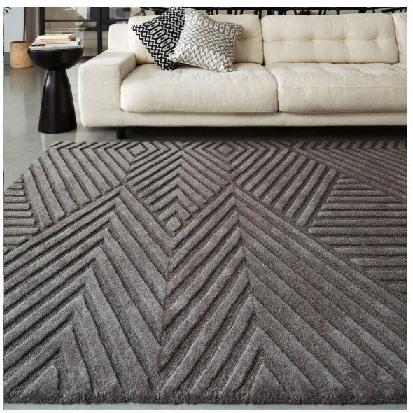 Charcoal Hague Wool Rug Contemporary 160x230cm Livingroom Bedroom Asiatic RRP800
