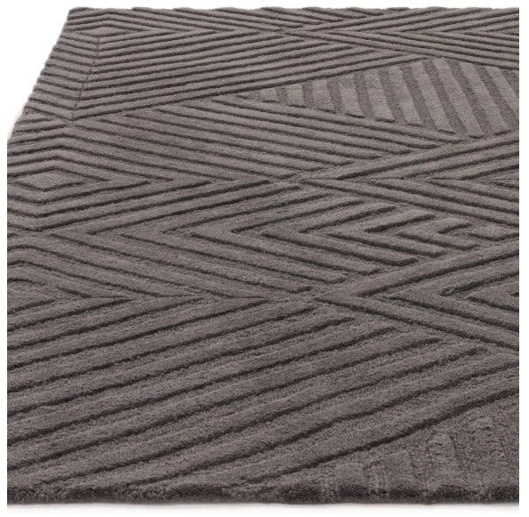 Charcoal Hague Wool Rug Contemporary 160x230cm Livingroom Bedroom Asiatic RRP800