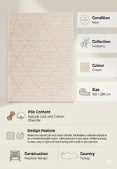 Cream Mulberry contemporary Rug 160x230cm M&S Living Room Bedroom Asiatic RRP450
