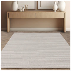 Ivory Camber Stripe Rug 200x290cm Contemporary Large Living Room Asiatic RRP800