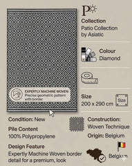 Diamond Patio PAT12 Contemporary Rug 200x290cm Livingroom Bedroom Asiatic RRP570