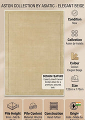 Beige York Wool Rug 120x170cm M&S, Living Room & Bedroom By Asiatic RRP550