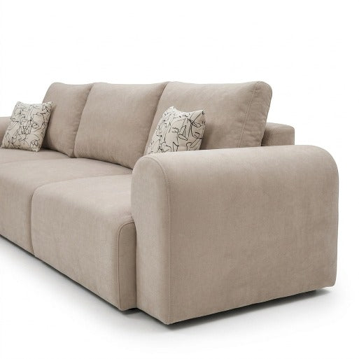 Aria Modern 3-Seater Fabric Sofa with Chaise Lounge