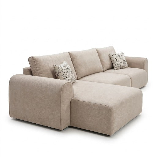 Aria Modern 3-Seater Fabric Sofa with Chaise Lounge