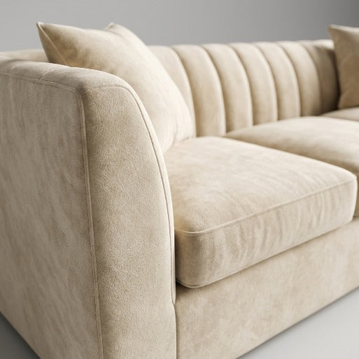 Modern Vertical Channel-Tufted 3-Seater Sofa
