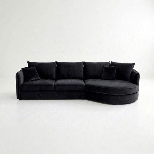 Serene Curved Seating 3-Seater Fabric Sofa with Rounded Chaise