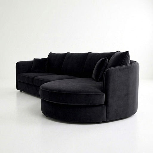 Serene Curved Seating 3-Seater Fabric Sofa with Rounded Chaise