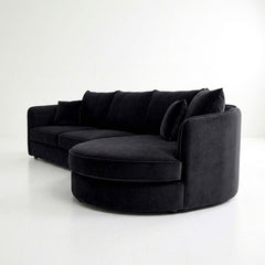 Serene Curved Seating 3-Seater Fabric Sofa with Rounded Chaise
