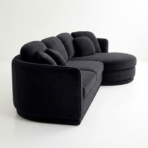 Serene Curved Seating 3-Seater Fabric Sofa with Rounded Chaise