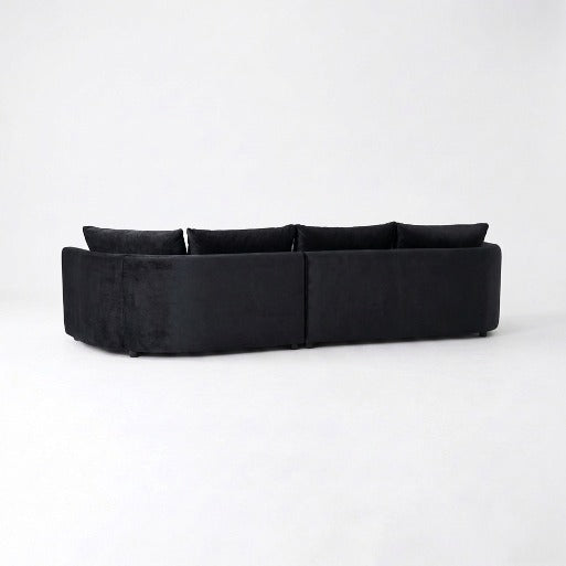 Serene Curved Seating 3-Seater Fabric Sofa with Rounded Chaise