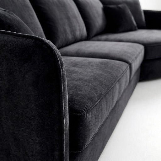 Serene Curved Seating 3-Seater Fabric Sofa with Rounded Chaise