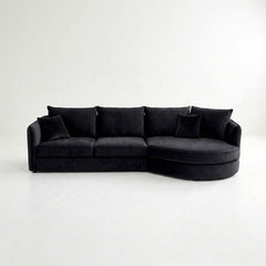 Serene Curved Seating 3-Seater Fabric Sofa with Rounded Chaise